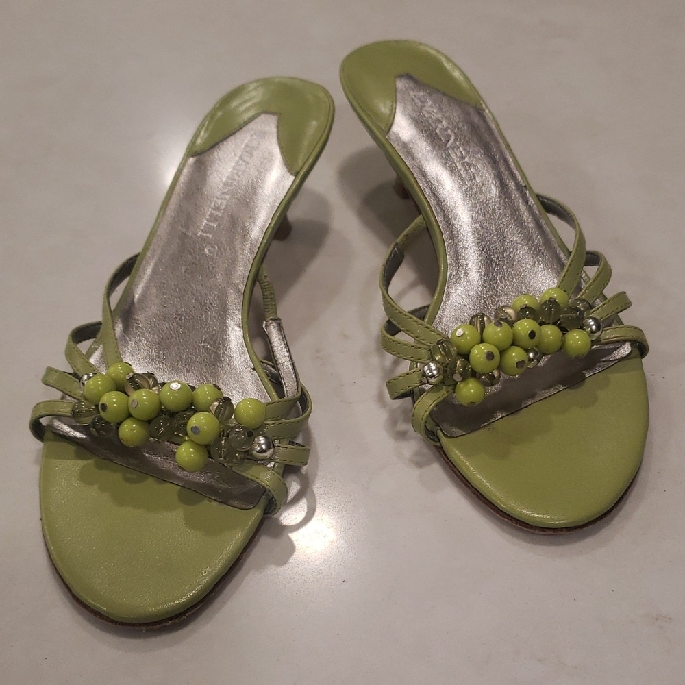 A. Marinelli Lime Green Beaded Heels